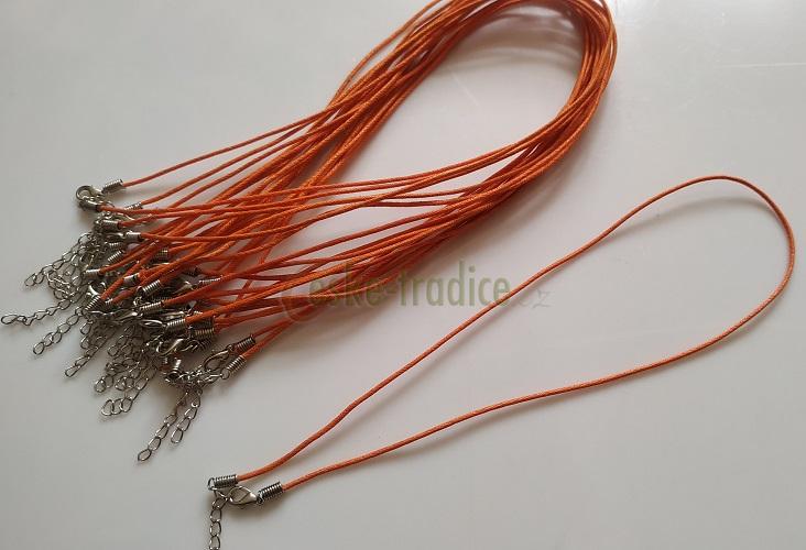 Šňůrka bavlněná, se zapínáním, 0,1x45cm (ORANŽOVÁ)