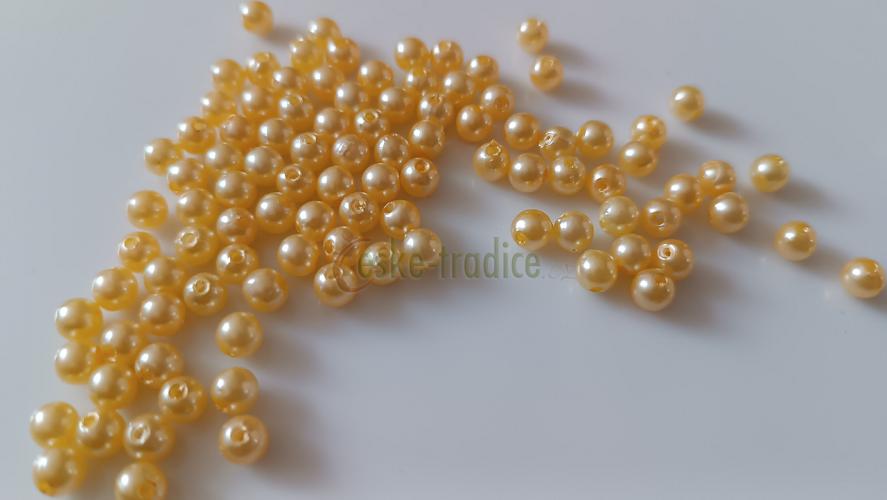 Korálky kulaté 6 mm (sv. žluté 17), 10g/cca 100 ks
