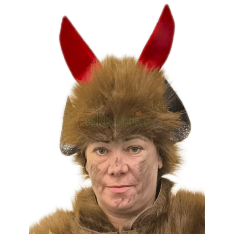 Čertovská čepice hnědá, chlupatá