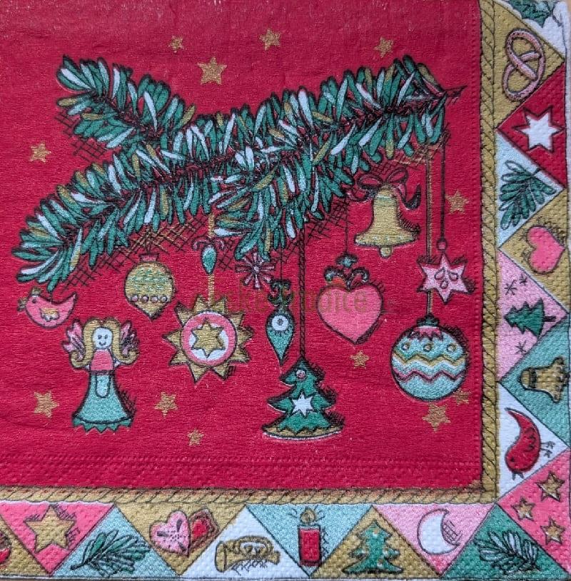 Ubrousek pro decoupage, 33 x 33 cm (vzor - vánoční ozdoby)