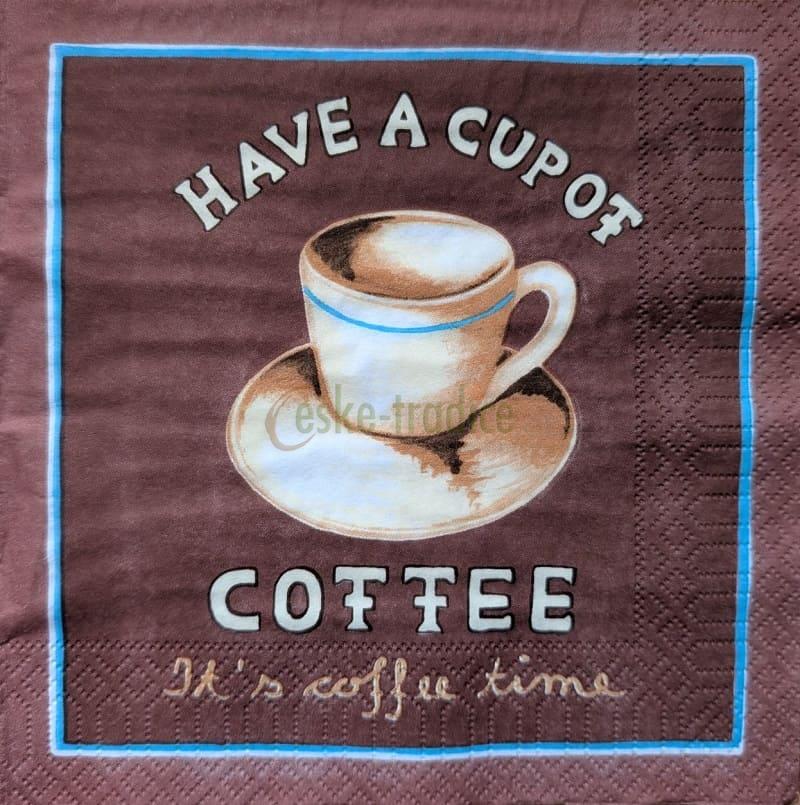 Ubrousek pro decoupage, 33 x 33 cm (vzor - coffee, tmavě hnědý)