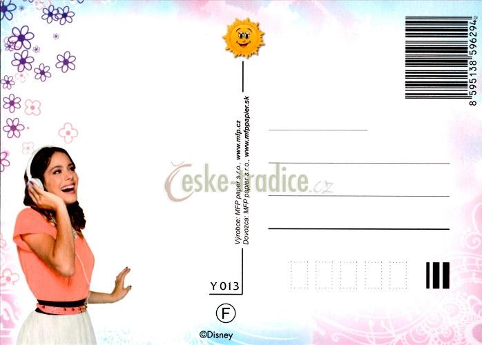 Pohlednice Disney Violetta (Violetta se sluchátky-modrorůžový podklad) série 013
