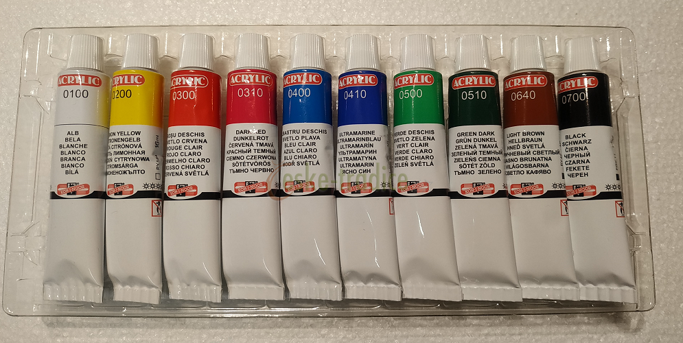 Akrylové barvy, 10ks a´16ml, Koh-i-noor