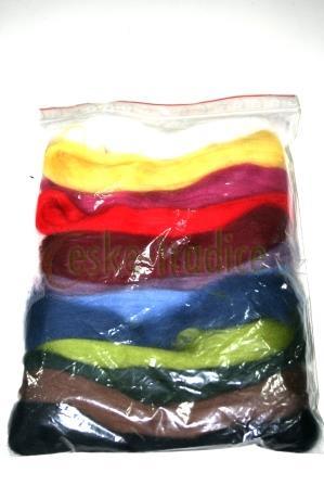 Ovčí rouno merino barvené česané, 50g (MIX 12 BAREV)