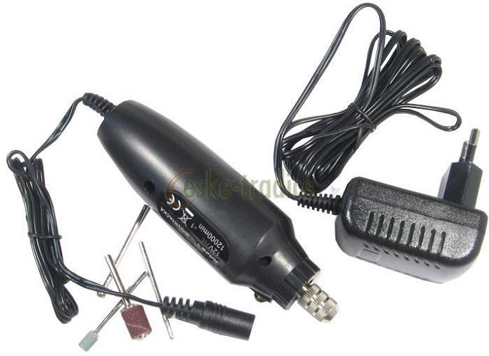 Minivrtačka 12V s adaptérem a příslušenstvím