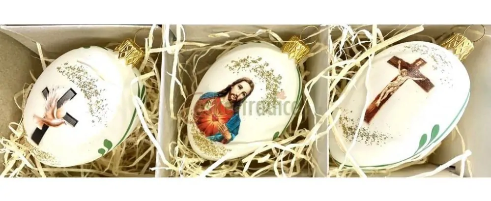 PESACH skleněná velikonoční vajíčka, 3ks/7cm (CZ)
