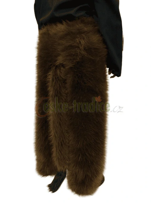 Čertovské kalhoty hnědé s ocasem, chlupaté