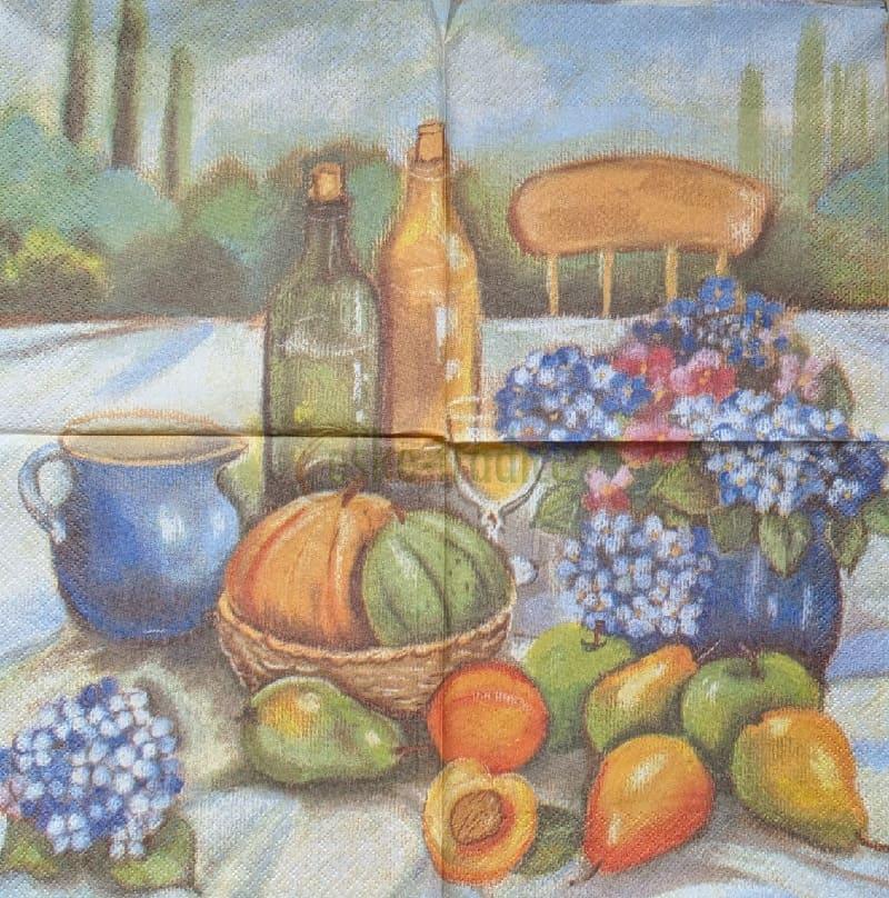 Ubrousek pro decoupage, 33 x 33 cm (vzor - zátiší s dýněmi)