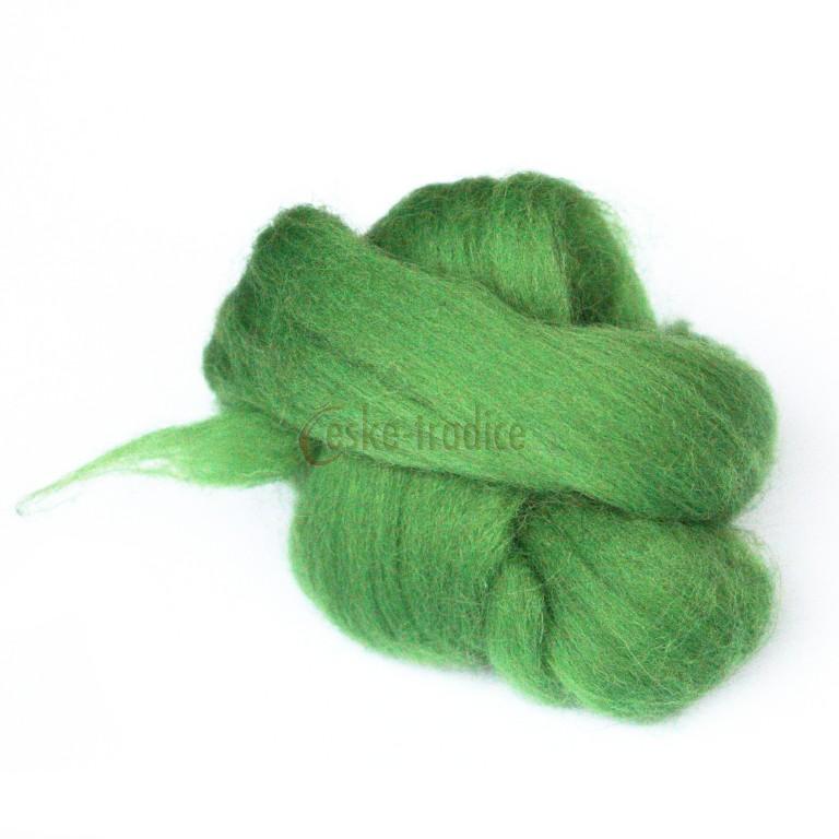 Ovčí rouno merino česané barvené - mix zelených 5 barev, 20g