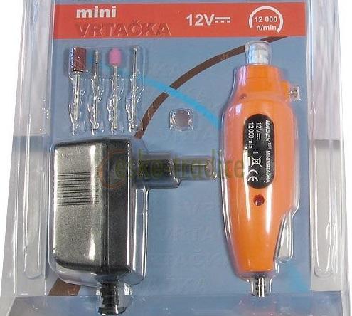Minivrtačka 12V s adaptérem a příslušenstvím