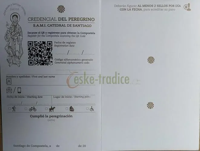 Credential, poutnický pas Santiago de Compostela (ES)