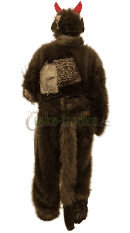 Čertovský overal hnědý s ocasem, chlupatý