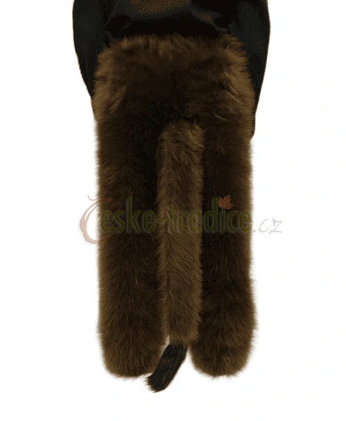 Čertovské kalhoty hnědé s ocasem, chlupaté