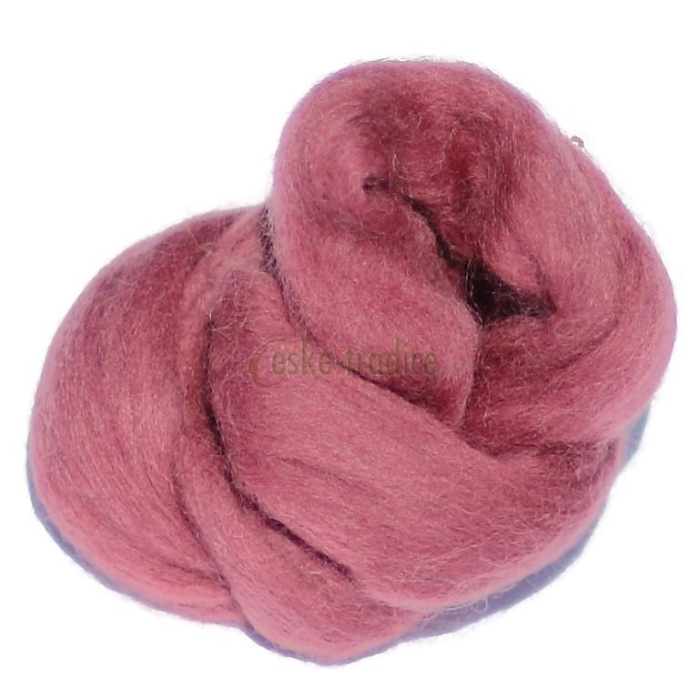Ovčí rouno merino česané barvené - mix růžových 5 barev, 20g
