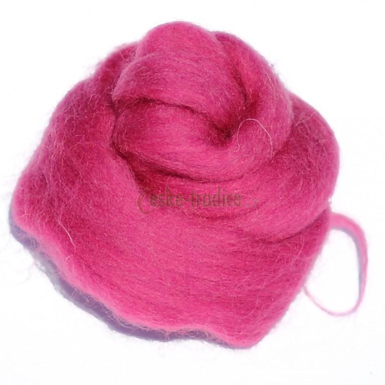 Ovčí rouno merino česané barvené - mix růžových 5 barev, 20g
