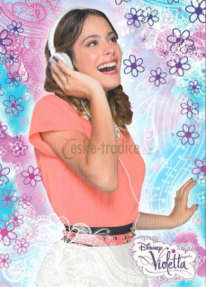 Pohlednice Disney Violetta (Violetta se sluchátky-modrorůžový podklad) série 013