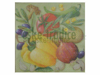 Ubrousek pro decoupage, 33 x 33 cm (vzor - zelenina s houbami)
