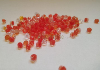 Korálky broušené (ohňovky) 15g/4mm - odstín 19 (mix čirá, žlutá, oranž) 