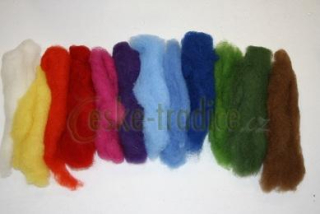 Ovčí rouno merino barvené česané, 50g (MIX 12 BAREV)