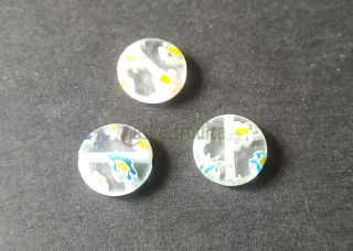 Korálky Millefiori, bílá průhledná, placička 10mm/3ks - DOPRODEJ!!!
