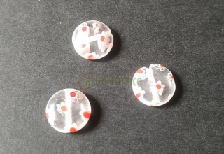 Korálky Millefiori, bílo-červená, placička 10mm/3ks - DOPRODEJ!!!