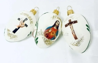 PESACH skleněná velikonoční vajíčka, 3ks/7cm (CZ)