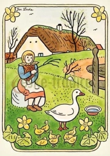Pohlednice Josef Lada (velikonoční) 1938, Husopaska