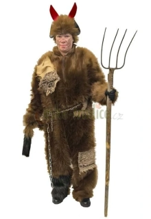 Čertovský overal hnědý s ocasem, chlupatý