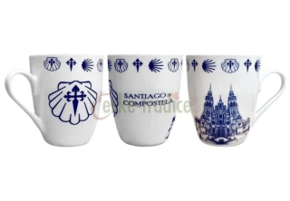 Hrnek porcelán, bílo-modrý, Santiago de Compostela