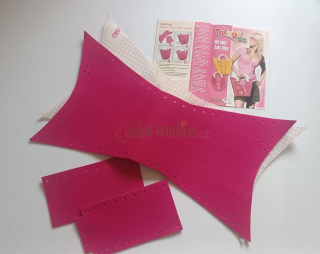 Plstěná kabelka RŮŽOVÁ 60x30cm, hobby set - DOPRODEJ