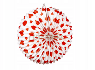 Lampion kulovitý se srdíčky, 21cm, DOPRODEJ