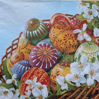 Ubrousek pro decoupage, 33 x 33 cm (vzor - koš s kraslicemi)