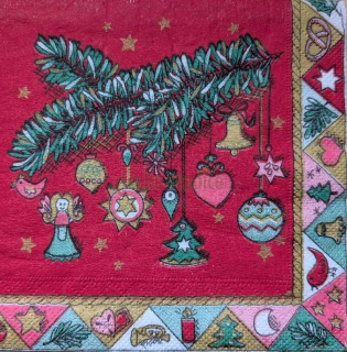 Ubrousek pro decoupage, 33 x 33 cm (vzor - vánoční ozdoby)