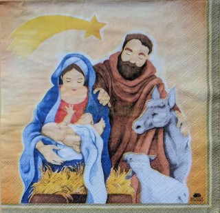 Ubrousek pro decoupage, 33 x 33 cm (vzor - Marie a Josef)