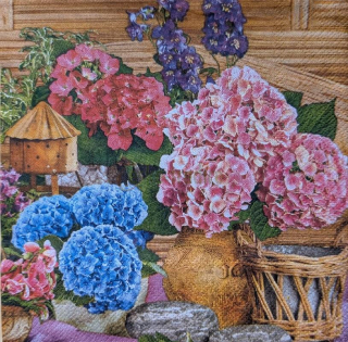 Ubrousek pro decoupage, 33 x 33 cm (vzor - hortenzie)
