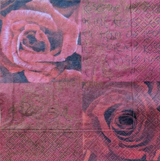 Ubrousek pro decoupage, 33 x 33 cm (vzor - růže červená)