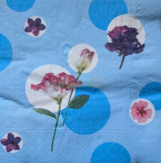 Ubrousek pro decoupage, 33 x 33 cm (vzor - modré květy)