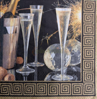 Ubrousek pro decoupage, 33 x 33 cm (vzor - Silvestr)