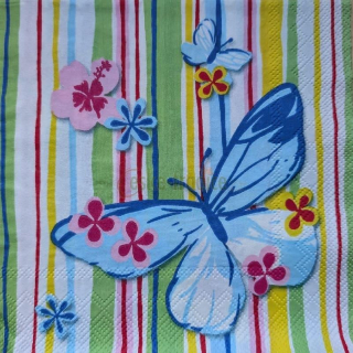 Ubrousek pro decoupage, 33 x 33 cm (vzor - motýlci, green)