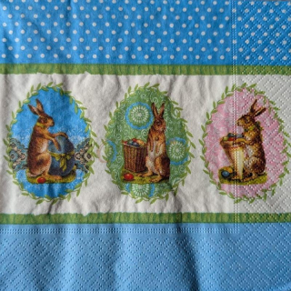 Ubrousek pro decoupage, 33 x 33 cm (vzor - zajíčci ve vajíčku)