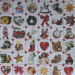 Ubrousek pro decoupage, 33 x 33 cm (vzor - zimní symboly malé)