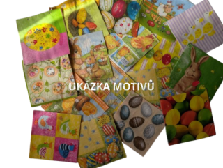 Set JARO/VELIKONOCE, 10ks - ubrousky pro decoupage, II. JAKOST
