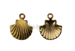 Kovový přívěšek, svatojakubská mušle 15x14mm, zlatá