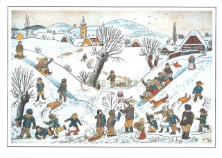 Pohlednice Josef Lada (Dětské hry v zimě 1936)